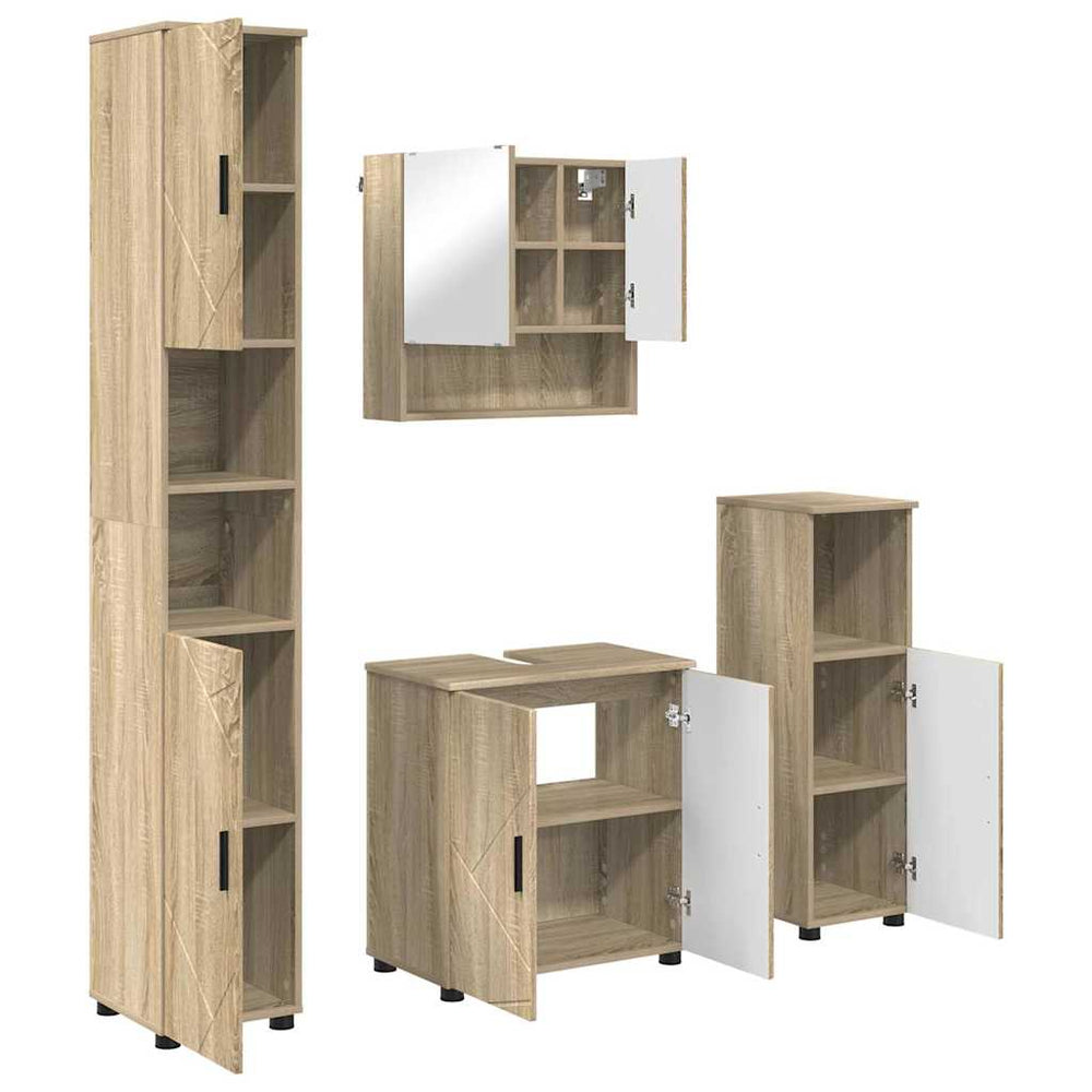 4-teiliges Badezimmermöbel-Set Sonoma-Eiche