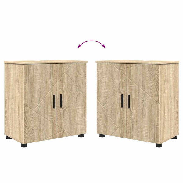 vidaXL Ensemble de meubles de salle de bain 4 pcs Chêne Sonoma Bois d'ingénierie et métal