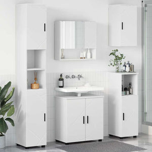 Weißes Badezimmermöbel-Set mit Tür, 5-teilig