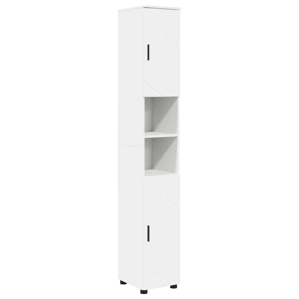 Weißes Badezimmermöbel-Set mit Tür, 5-teilig