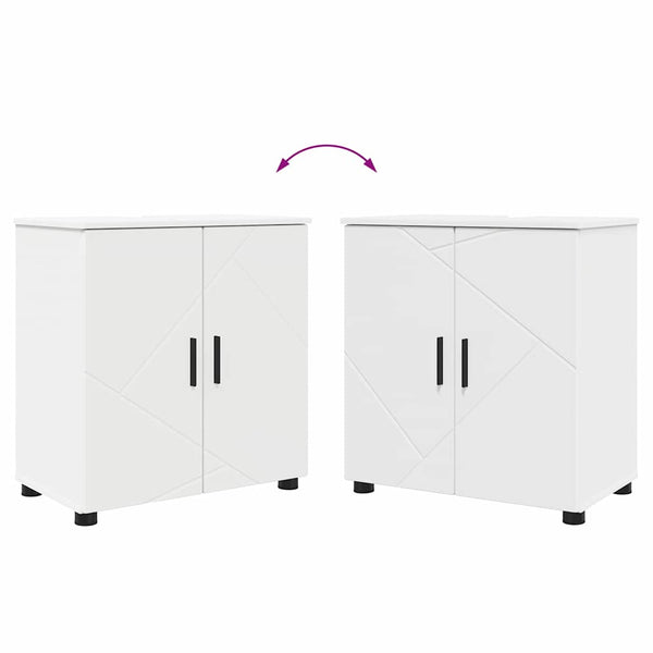 Weißes Badezimmermöbel-Set mit Tür, 5-teilig