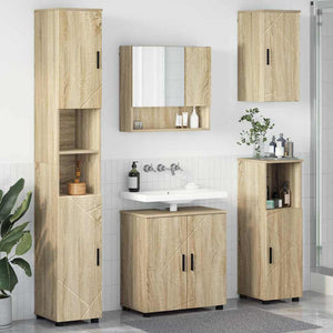vidaXL Ensemble de meubles de salle de bain 5 pcs Chêne sonoma Bois d'ingénierie et métal