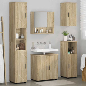 vidaXL Ensemble de meubles de salle de bain 5 pcs Chêne sonoma Bois d'ingénierie et métal