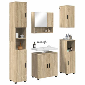 vidaXL Ensemble de meubles de salle de bain 5 pcs Chêne sonoma Bois d'ingénierie et métal