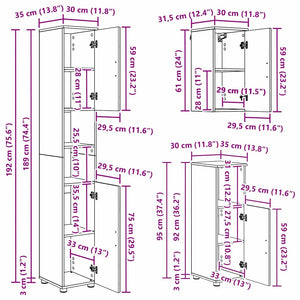 vidaXL Ensemble de meubles de salle de bain 5 pcs Chêne sonoma Bois d'ingénierie et métal