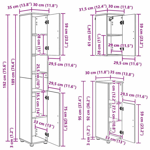 vidaXL Ensemble de meubles de salle de bain 5 pcs Chêne sonoma Bois d'ingénierie et métal