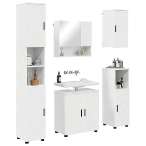 Badezimmermöbel Set, 5-teilig, Weiß Hochglanz