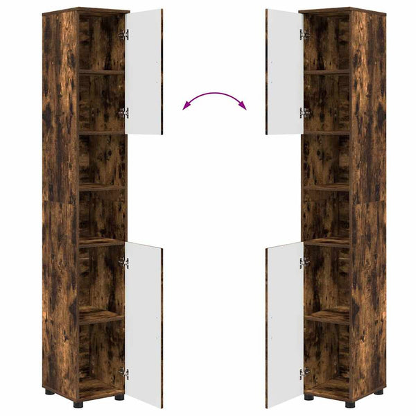 Wandmontiertes Badezimmermöbel-Set, 5-teilig, Geräucherte Eiche