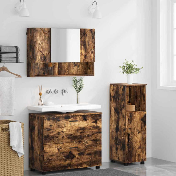 Badezimmermöbel Set Geräucherte Eiche 3-teilig