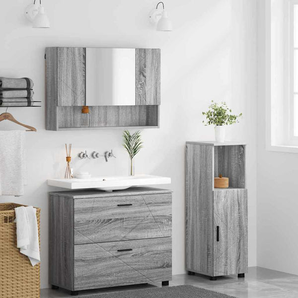 Badezimmermöbel Set 3-teilig Grau Sonoma