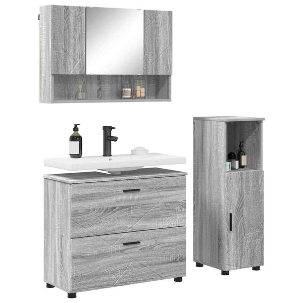 Badezimmermöbel Set 3-teilig Grau Sonoma