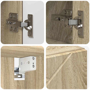 vidaXL Ensemble de meubles de salle de bain 4 pcs Chêne Sonoma contreplaqué et métal