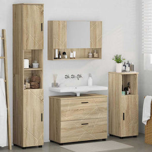 vidaXL Ensemble de meubles de salle de bain 4 pcs Chêne Sonoma contreplaqué et métal