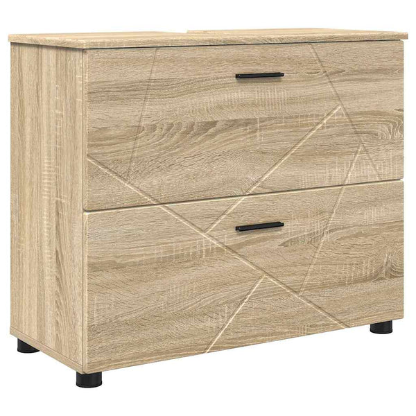 vidaXL Ensemble de meubles de salle de bain 4 pcs Chêne Sonoma contreplaqué et métal