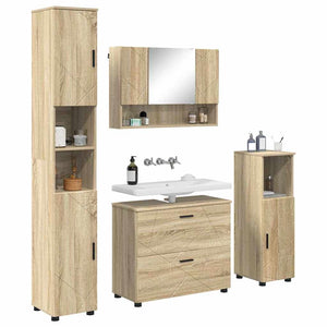 vidaXL Ensemble de meubles de salle de bain 4 pcs Chêne Sonoma contreplaqué et métal