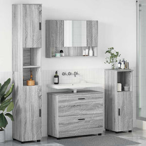 Badezimmermöbel Set 4-teilig Grau Sonoma