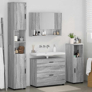 Badezimmermöbel Set 4-teilig Grau Sonoma