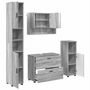 Badezimmermöbel Set 4-teilig Grau Sonoma