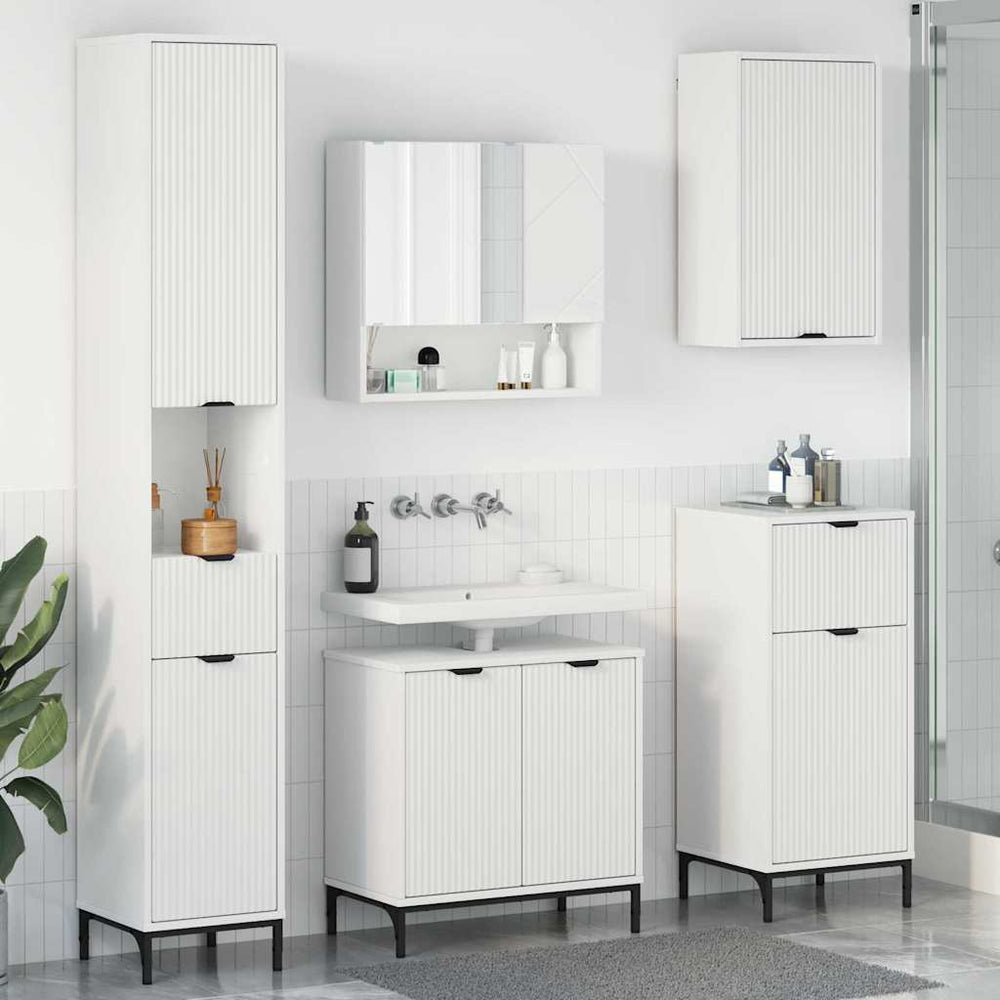 Badezimmermöbel Set Weiß mit Schubladen