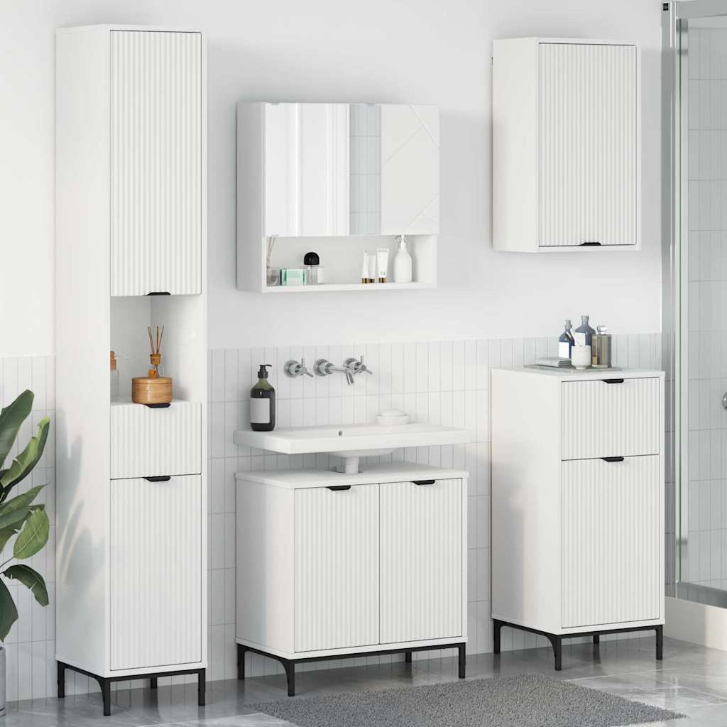 Badezimmermöbel Set Weiß mit Schubladen