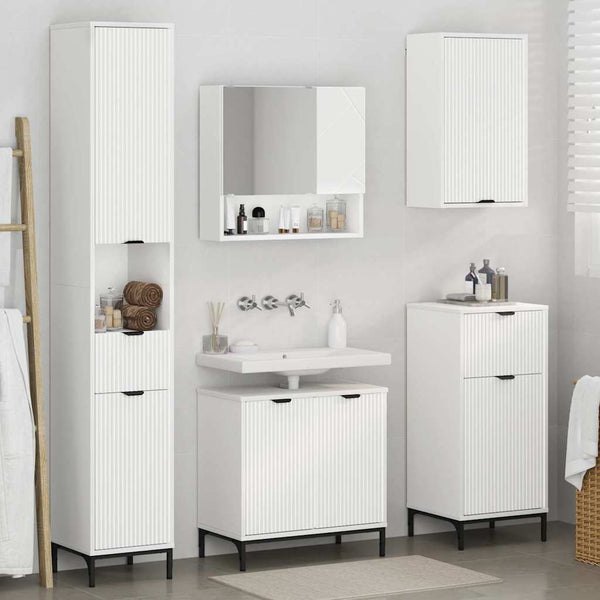 Badezimmermöbel Set Weiß mit Schubladen