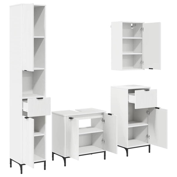 Badezimmermöbel Set Weiß mit Schubladen