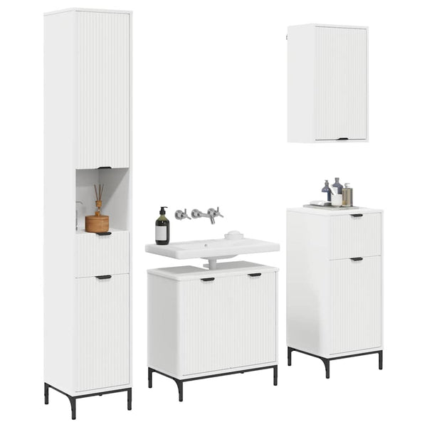 Badezimmermöbel Set Weiß mit Schubladen