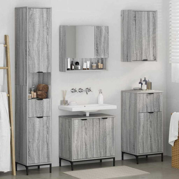 Graues Badezimmermöbel-Set mit Tür