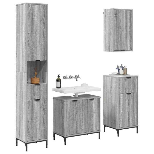 Graues Badezimmermöbel-Set mit Tür