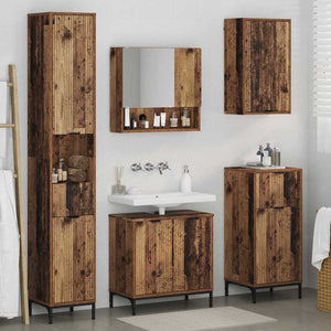 Wandmontiertes Badezimmermöbel-Set Altholz