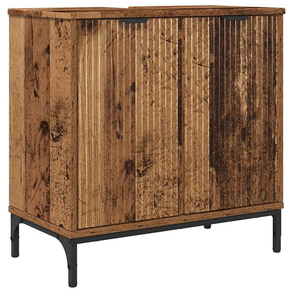 Wandmontiertes Badezimmermöbel-Set Altholz