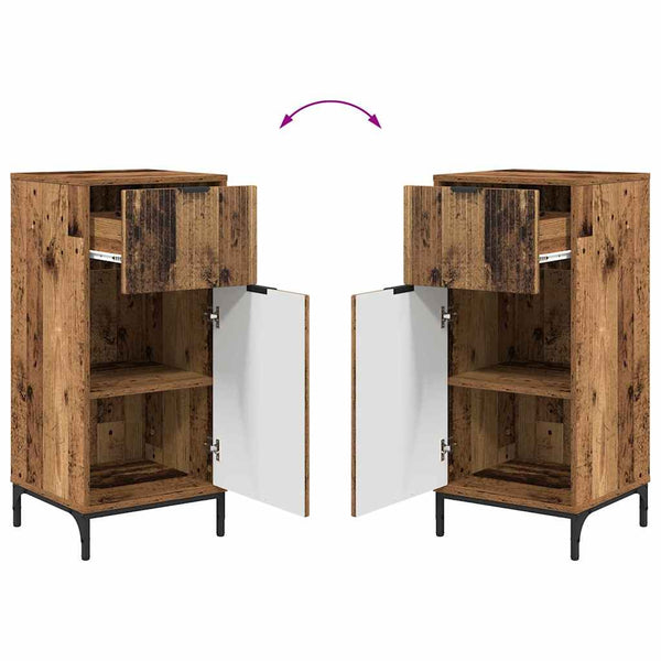 Wandmontiertes Badezimmermöbel-Set Altholz