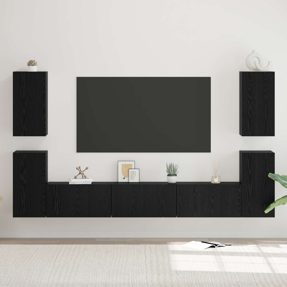 vidaXL Meuble TV mural Chêne noir et aggloméré