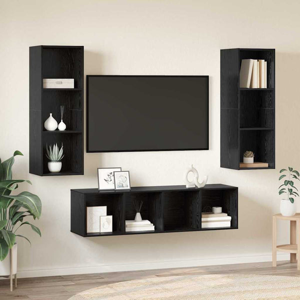 TV-Schrankset Schwarz Eichen-Optik 3-teilig