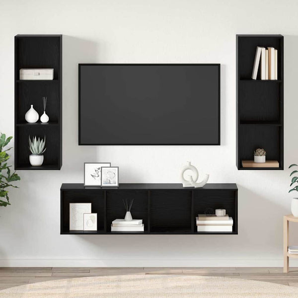 TV-Schrankset Schwarz Eichen-Optik 3-teilig
