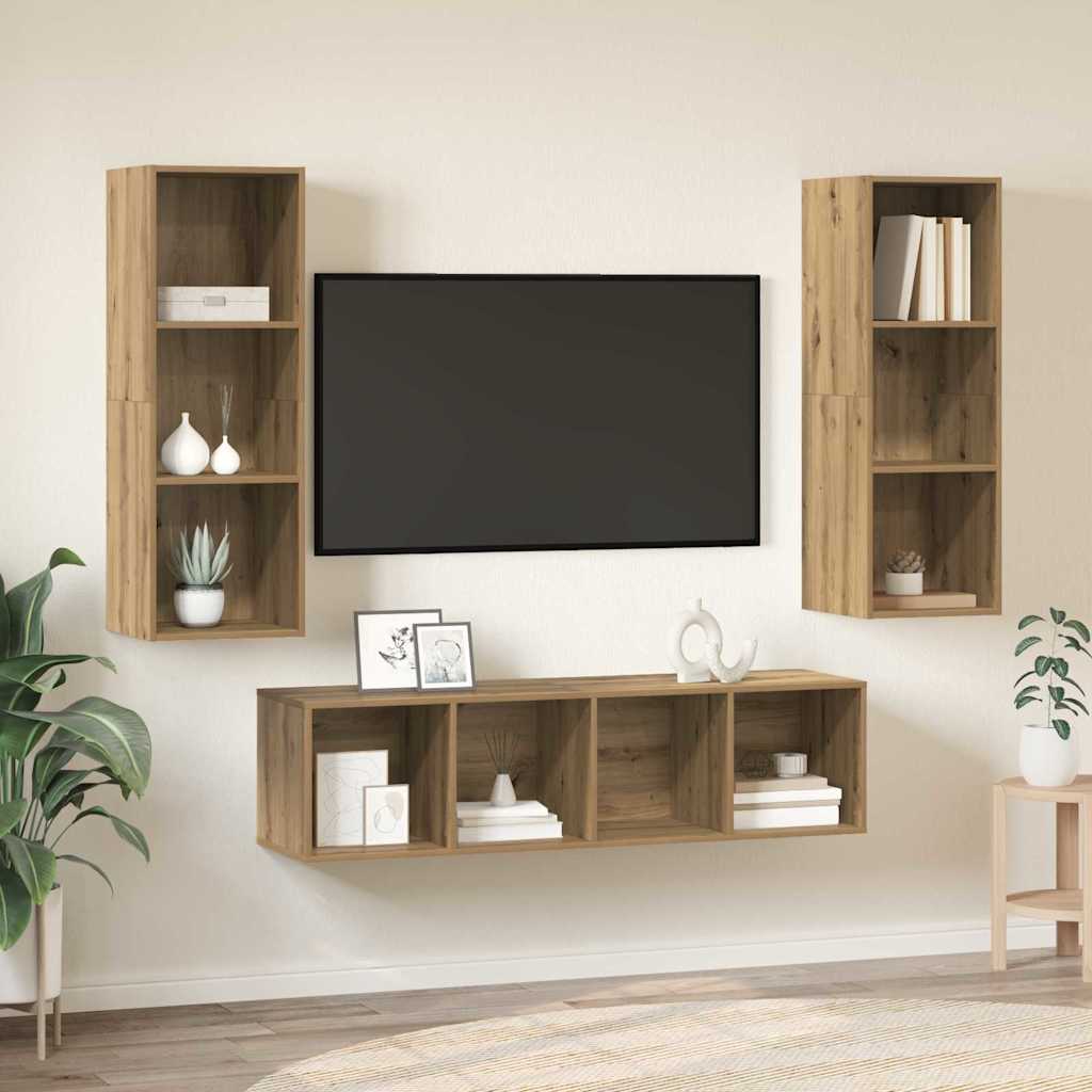 TV-Schrankset Wandmontiert Artisan-Eiche