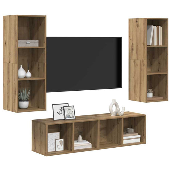 TV-Schrankset Wandmontiert Artisan-Eiche