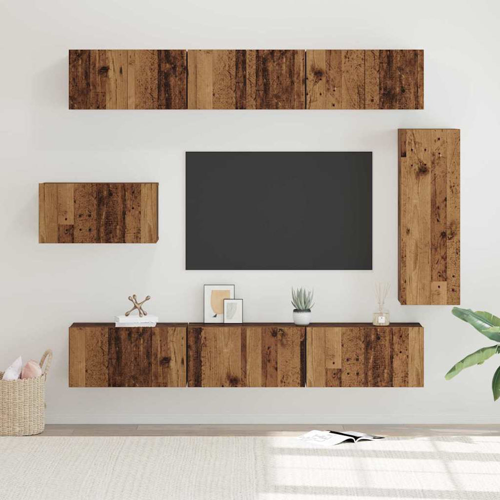 vidaXL Meuble TV mural 8 pièces Bois de récupération Bois d'ingénierie