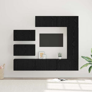 TV-Schrank Set 8-teilig Schwarz Eiche Optik