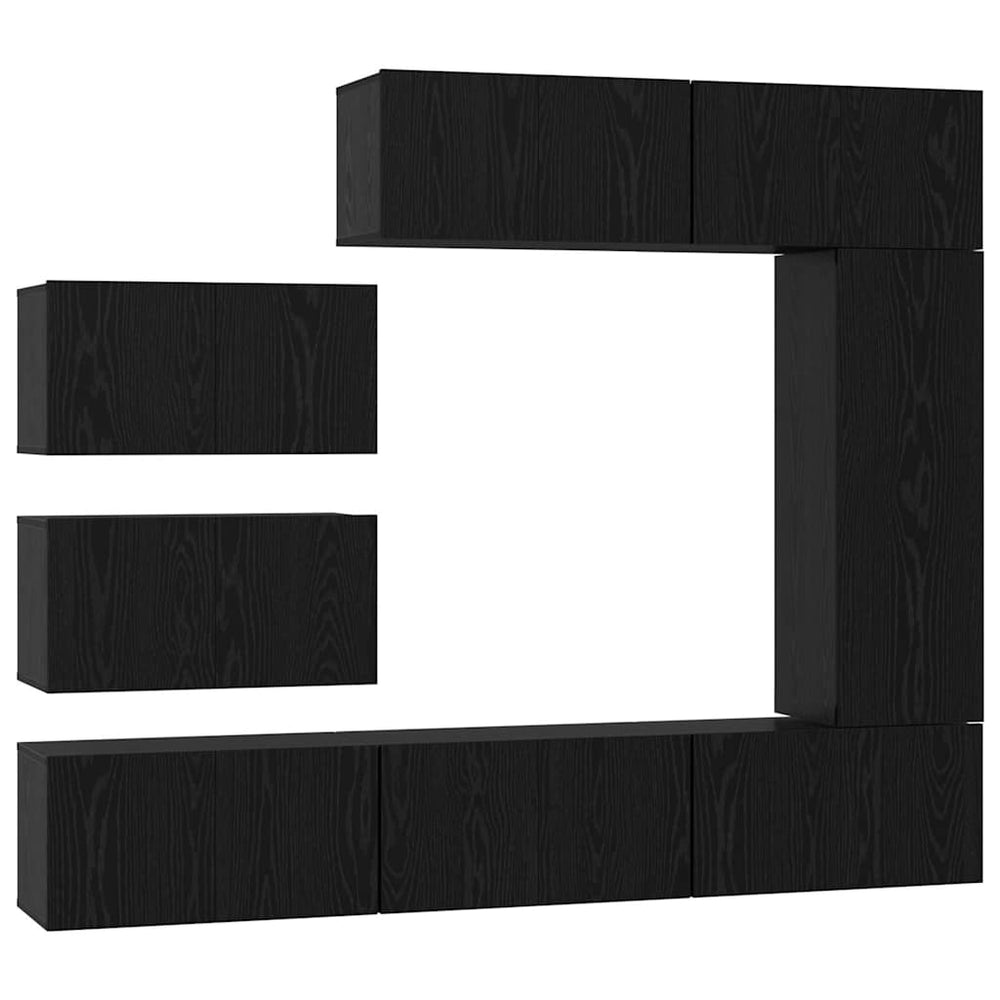 TV-Schrank Set 8-teilig Schwarz Eiche Optik