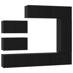 TV-Schrank Set 8-teilig Schwarz Eiche Optik