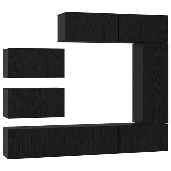 TV-Schrank Set 8-teilig Schwarz Eiche Optik