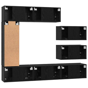 TV-Schrank Set 8-teilig Schwarz Eiche Optik