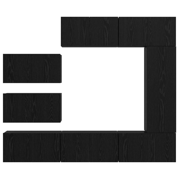 TV-Schrank Set 8-teilig Schwarz Eiche Optik