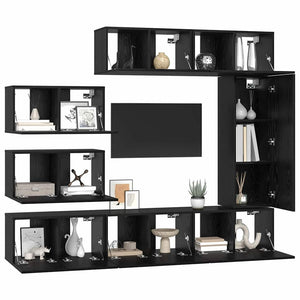 TV-Schrank Set 8-teilig Schwarz Eiche Optik