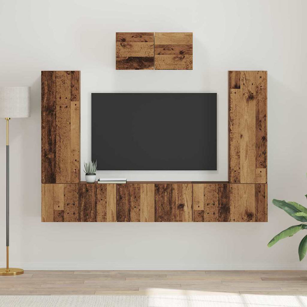 vidaXL Meuble TV mural 7 pcs bois de récupération composite de bois