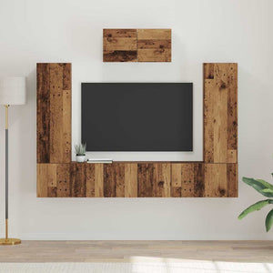 TV-Schrank Set Wandmontiert Altholz 7-teilig
