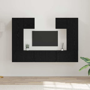 TV-Schrank Set 7-teilig Schwarz Eichenoptik