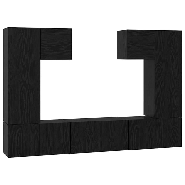 TV-Schrank Set 7-teilig Schwarz Eichenoptik