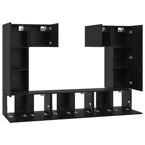 TV-Schrank Set 7-teilig Schwarz Eichenoptik
